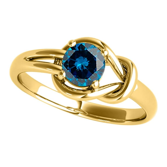 MauliJewels 1.00 Carat Natural Blue Diamond Engagement Ring for Women | Round Blue Diamond Solitaire | 14K White Gold, Rose Gold, Yellow Gold | Statement Bridal Ring