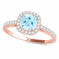 thumbnail image 1 of Mauli Jewels 1.15 CT Natural Aquamarine & Diamond Ring in 10K Rose White & Yellow Gold | Cushion Cut Center Stone | Prong Set Bridal Ring for Women, 1 of 7