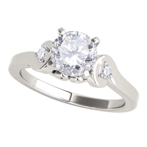 Mauli Jewels 1/2 Carat Halo Diamond Engagement Ring for Women in 10K Solid White Gold, 4-Prong Bridal Wedding Proposal Ring
