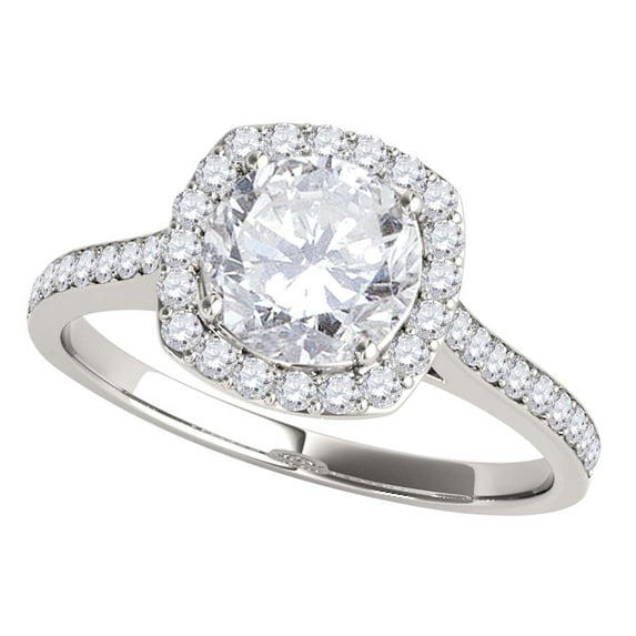 Mauli Jewels 1/2 Carat Halo Diamond Engagement Ring for Women in 14K White Gold | Natural Conflict-Free Bridal Wedding Ring | Promise Ring | Fine Jewelry Gift for Her
