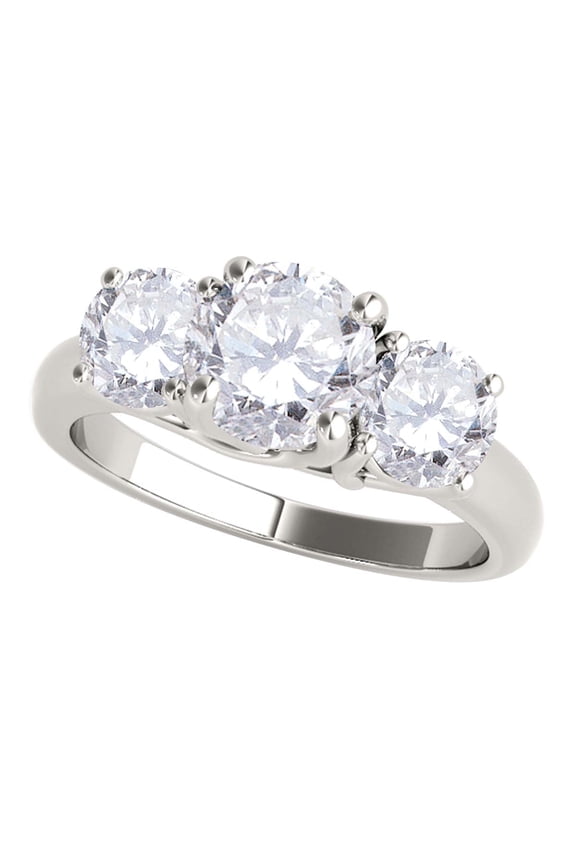 1/2 Carat Three-Stone Diamond Engagement Rings for Women, 4-Prong, 14k Solid White Gold Wedding Rings Gifts for Her