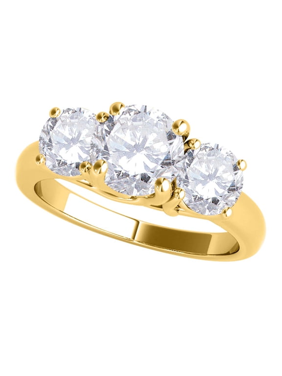 1/2 Carat Three-Stone Diamond Engagement Rings for Women, 4-Prong, 14k Solid White Yellow Wedding Rings Gifts for Her