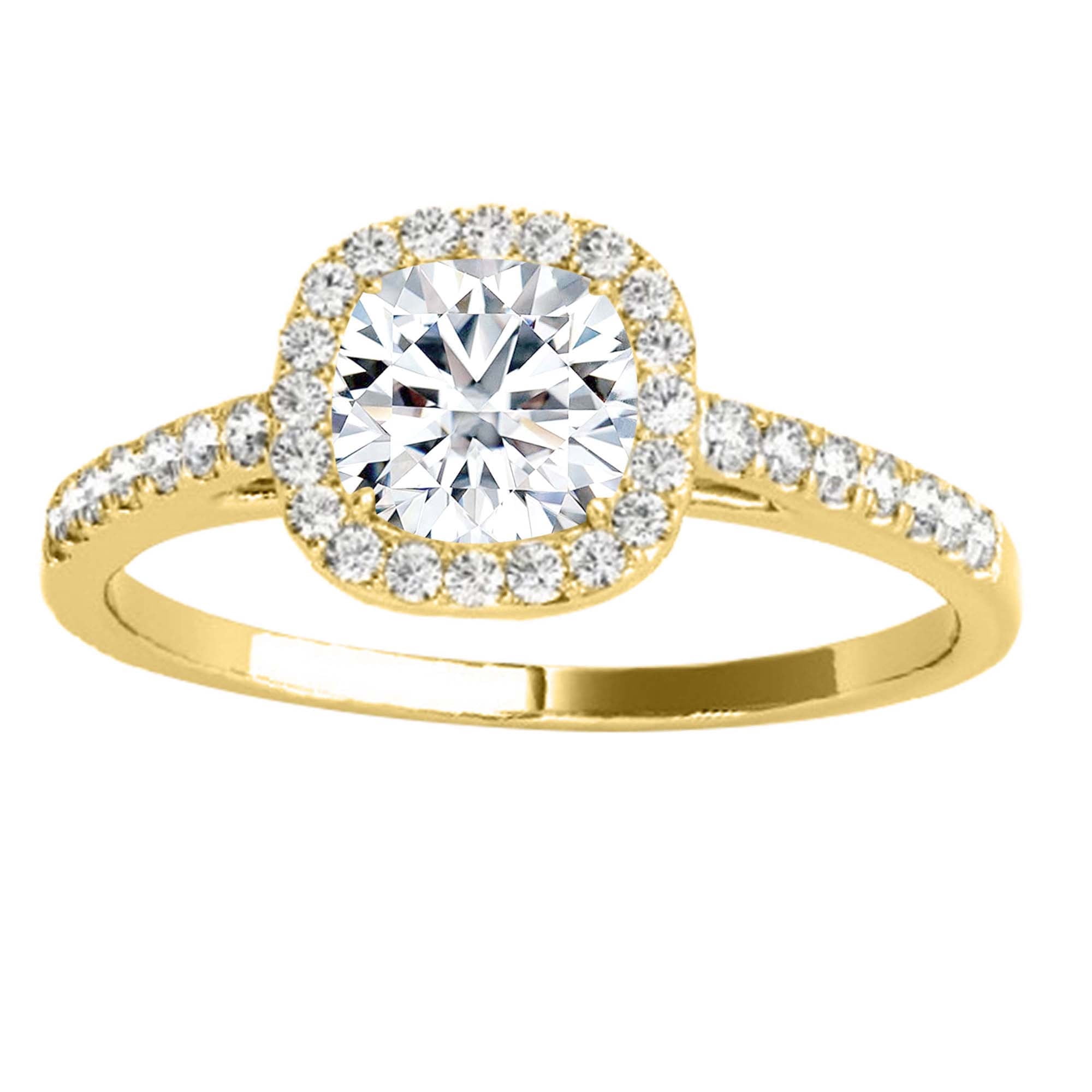 Mauli Jewels 1.25 Carat Halo Cushion Cut Moissanite & Natural Diamond Engagement Ring for Women in 14K Gold, Prong Style Wedding Ring