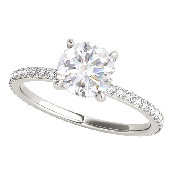 Mauli Jewels 1.35 Carat Moissanite Engagement Ring for Women in 14K White Gold, Round Cut Diamond Look Wedding and Promise Ring