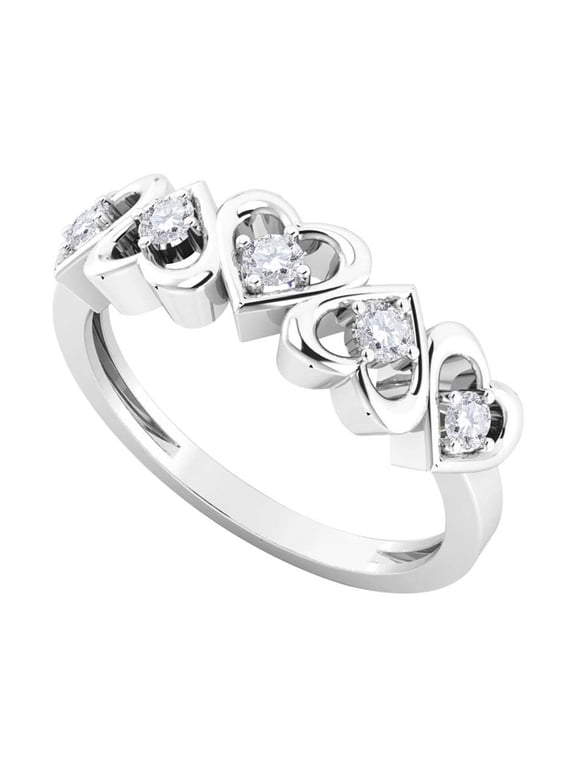 1/4 Carat Heart Shape Diamond Ring for Women, 10K Solid White Gold, Prong Set Romantic Promise Ring