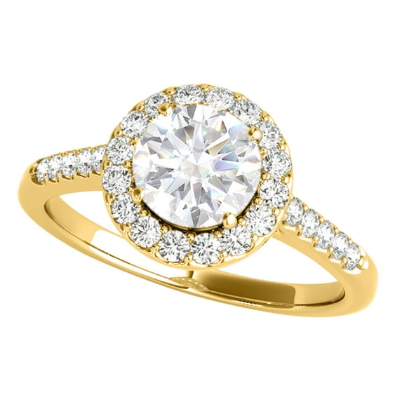 Mauli Jewels 1.40 Carat Halo Moissanite Diamond Engagement Ring in 10K Gold, 4-Prong Style, Promise Ring