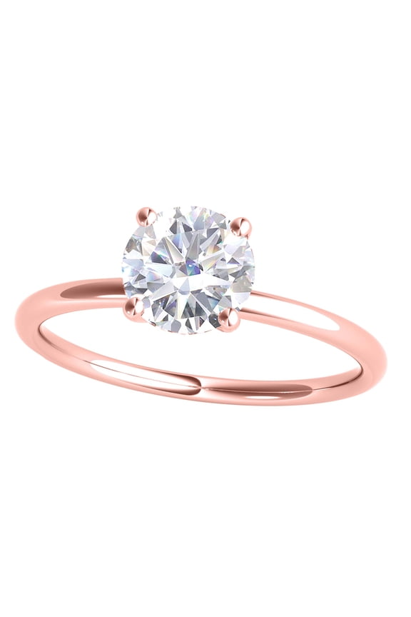 1.5 Carat Round Moissanite Diamond Engagement Ring for Women, G-H VS1 Clarity, 14K Rose Gold, 4-Prong Setting