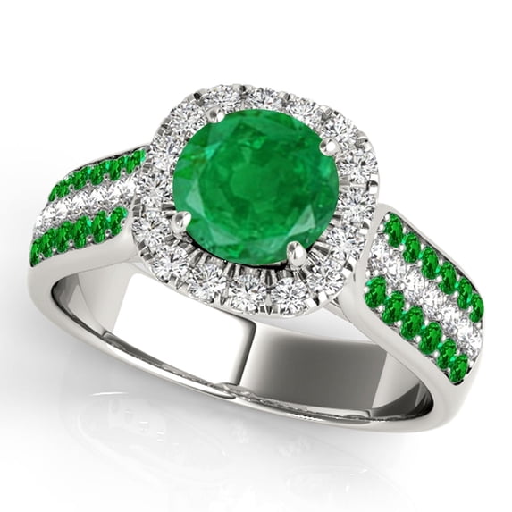 Mauli Jewels Women’s 1.55 Carat Emerald Diamond Engagement Ring, Unique 14K White Gold Gemstone Jewelry Gift