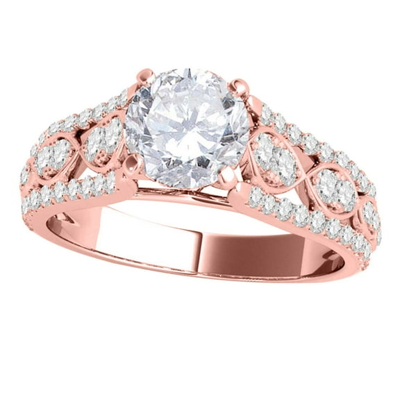 Mauli Jewels 1 Carat Halo Diamond Diamond Engagement Rings for Women 14k Rose Gold, Crafted 4-Prong Gifts for Her