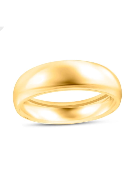 10K Gold 6MM Plain Wedding Band Ring for Men & Women | Unisex Classic Fit Gold Ring | Simple Wedding, Anniversary & Commitment Band | Yellow Gold, 7