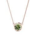 thumbnail image 1 of Mauli Jewels 10K Gold Round Green Moissanite Bezel-Set Pendant Necklace for Women, 1.20 CTW, D-VS1/VS2 Clarity with 18inch Silver Cable Chain, 1 of 6