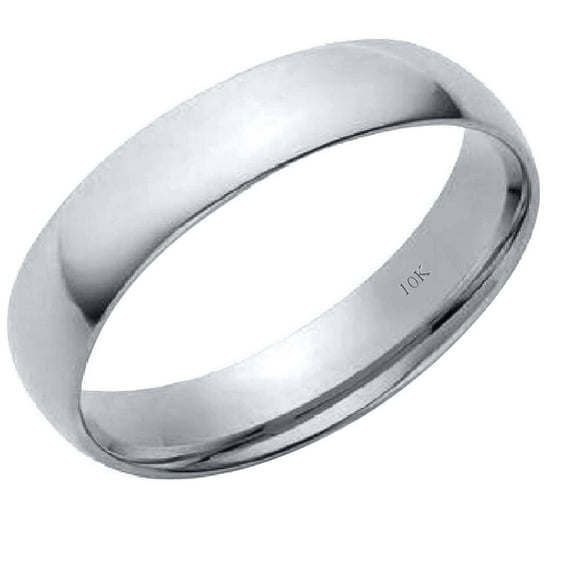 Mauli Jewels 10K Solid White Gold 5MM Plain Men's and Women's Wedding Band Ring