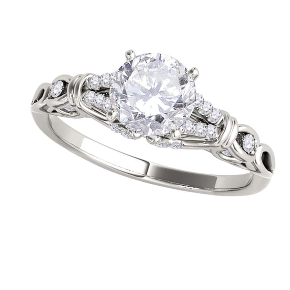 Mauli Jewels 10K White Gold 0.75ct Diamond Halo Engagement Ring, 4-Prong Wedding Band