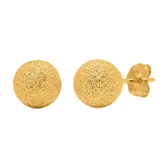 Mauli Jewels 14k Yellow Gold Ball Stud Earrings for Women | Laser Cut Gold Studs | Lightweight Push Back Earrings | Classic Gold Earrings Gift for Her, 8MM