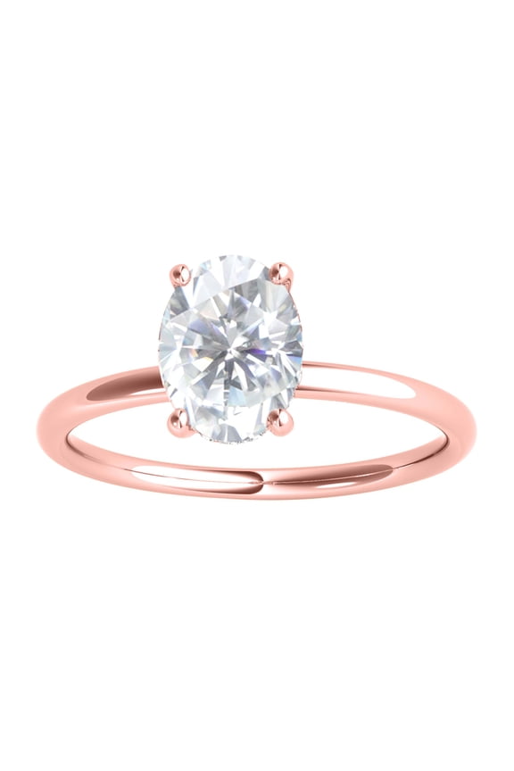 2.05 Carat Oval Moissanite Natural Rose Halo Diamond Engagement Rings for Women 10K Rose Gifts for Her