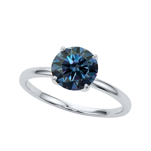 Mauli Jewels Luxury 8mm Lab-Created Blue Moissanite Solitaire Ring in 10K White, Rose, Yellow Gold