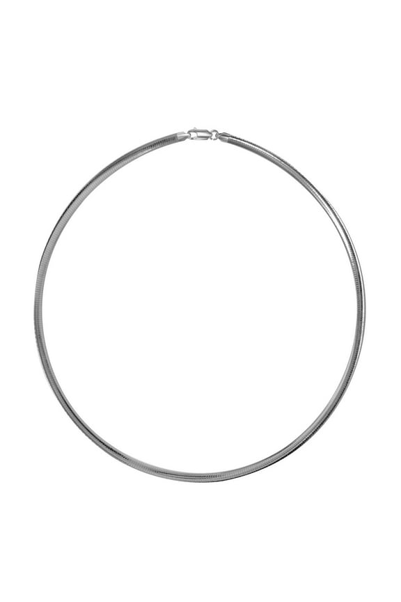 4MM Italian Made Omega Snake Chain Necklace for Women, 925 Sterling Silver, 16g Reflective Finish