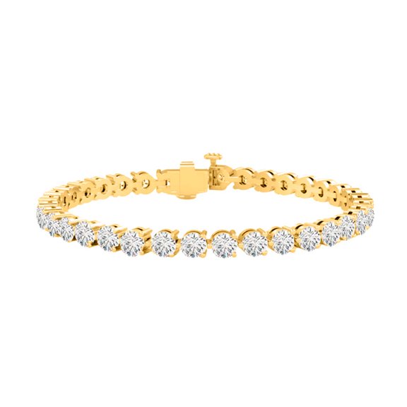 Mauli Jewels 6.00 Carat Lab Grown Diamond Tennis Bracelet for Women, 14K Yellow Gold 7 Inch, 3-Prong Luxury Jewelry Collection E-F VS1-VS2