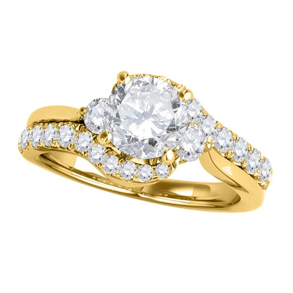 Mauli Jewels Diamond Engagement Ring for Women, 14K Solid Yellow Gold Ring, 1 Carat Halo