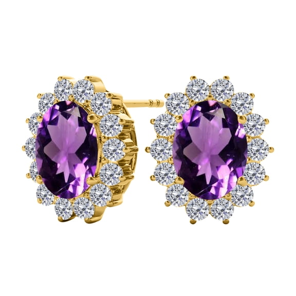 Mauli Jewels Ear Rings for Women 3.45 Carat Oval Sapphire And Natural Round White Diamond Gemstone Stud Earrings Carat 10K White Gold/ Yellow Gold 4 Prong-Setting