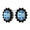 thumbnail image 1 of Mauli Jewels Ear Rings for Women 3.45 Carat Oval Shape Blue-topaz And Natural Black Diamond Stud Earrings Carat 10K White Gold/Yellow Gold 4 Prong-Setting, 1 of 4