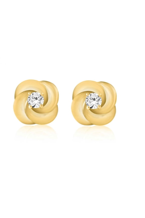 Ear Rings for Women 0.10 Carat Diamond Stud Earrings Carat 14K Solid Yellow Gold 4 Prong-Setting