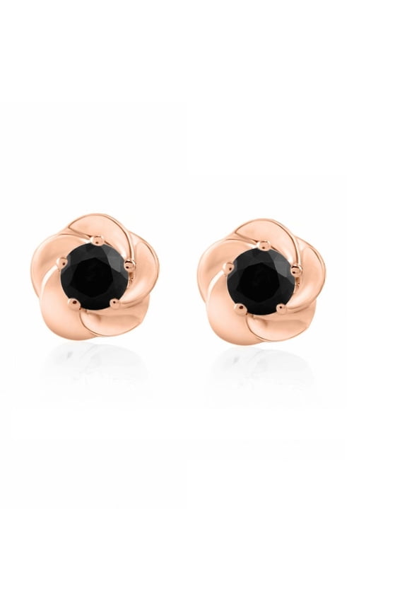 Ear Rings for Women 0.25 Carat Black Diamond Stud Earrings Carat 14K Rose Gold 4 Prong-Setting