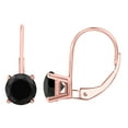 thumbnail image 1 of Mauli Jewels 0.20 Carat Round Black Natural Diamond Leverback Earrings for Women in 14K Rose Gold, 4-Prong Setting, Gifts for Her, 1 of 5