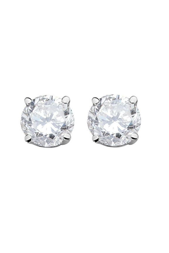 Ear Rings for Women 0.3 Carat Round White Diamond Solitaire Stud Earrings Carat 14K White Gold 4-prong