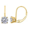thumbnail image 1 of Mauli Jewels 0.30 Carat Round White Lab Grown Diamond Leverback Earrings for Women in 14K Yellow Gold, 4-Prong Setting, Gifts for Her, 1 of 5
