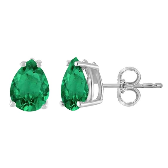 Mauli Jewels Ear Rings for Women 0.68 Carat 6x4 Pear Shape Emerald Earrings Carat 14k White Gold 4-prong