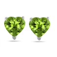 thumbnail image 1 of Mauli Jewels Ear Rings for Women 0.9 Carat 5MM Heart Shape Peridot Earrings Carat 14k White Gold 4 Prong, 1 of 5