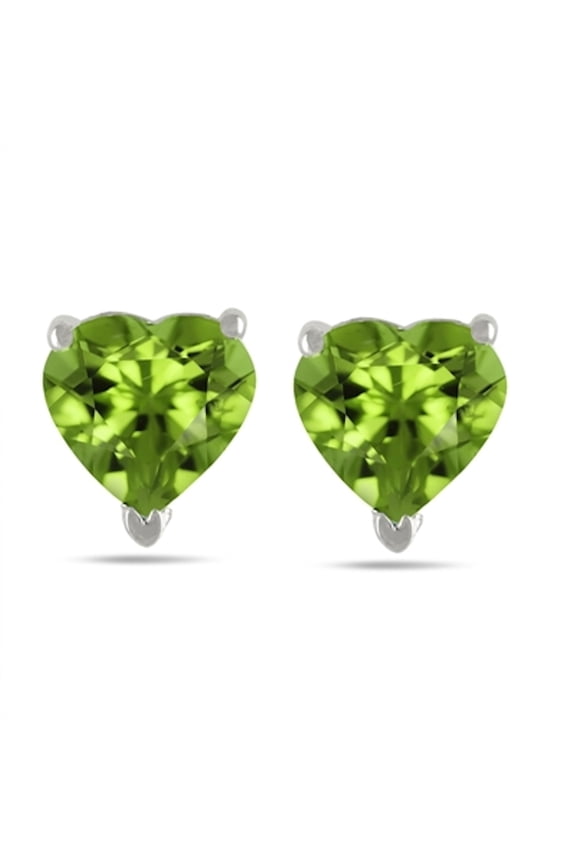 Ear Rings for Women 0.9 Carat 5MM Heart Shape Peridot Earrings Carat 14k White Gold 4 Prong