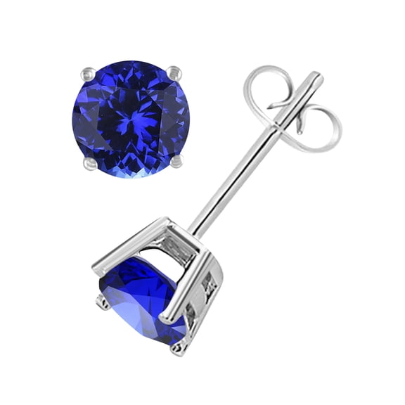 Mauli Jewels Ear Rings for Women 0.9 Carat 5MM Round Shape Tanzanite Earrings Carat 14k White Gold 4 Prong