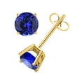 thumbnail image 1 of Mauli Jewels Ear Rings for Women 0.9 Carat 5MM Round Shape Tanzanite Earrings Carat 14k Yellow Gold 4 Prong, 1 of 4