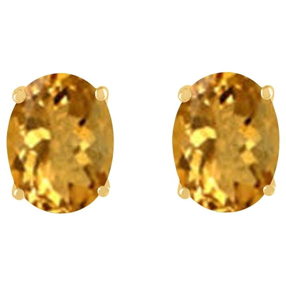 Mauli Jewels Ear Rings for Women 0.9 Carat 6x4 Oval Shape Citrine Carat 14k Yellow Gold 4-prong