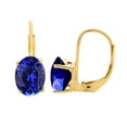 thumbnail image 1 of Mauli Jewels Ear Rings for Women 1.7 Carat 7x5MM Oval Created Tanzanite Leverback Earrings Carat 14K Yellow Gold 4-prong, 1 of 5
