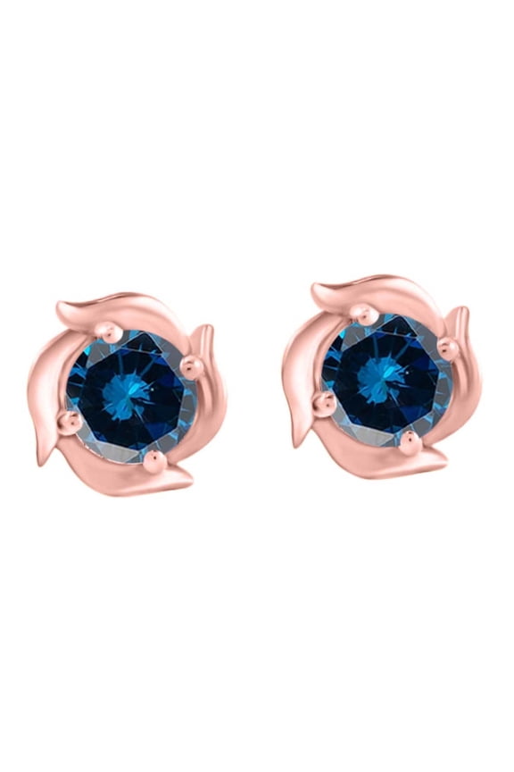Ear Rings for Women 1 Carat.Twt Blue Diamond Shines From Every Angle Stud Earring Carat 14k Solid Rose Gold 4 Prong setting