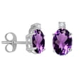 thumbnail image 1 of Mauli Jewels Ear Rings for Women 2.25 Carat 8x6MM Oval Shape Gemstone and Diamond Earrings Carat 14K White Gold 4-Prong, 1 of 5