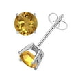 thumbnail image 1 of Mauli Jewels Ear Rings for Women 2.4 Carat 7MM Round Shape Citrine Carat 14k White Gold 4-prong, 1 of 4