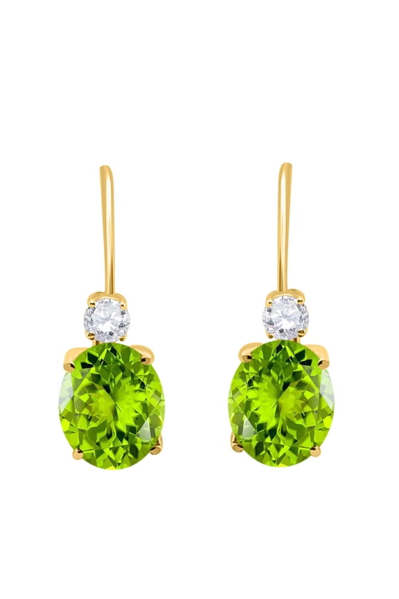 MauliJewels Earrings for Women 2.7 Carat 8x6 Gemstone And Diamond Leverback Earrings Carat 14K Yellow Gold 4 Prong-Setting