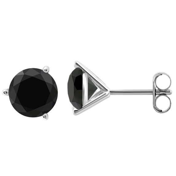 Mauli Jewels Ear Rings for Women 4.50 Carat Round Black Diamond Martini Stud Earrings Carat 14K White Gold 3-prong