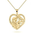 thumbnail image 1 of Mauli Jewels Engagement Necklace for Women 0.03 Carat Diamond Heart Mom Pendant Prong 10K Yellow Gold With 18'' Yellow Rhodium Plated Silver Chain|Silver Chain, 1 of 6