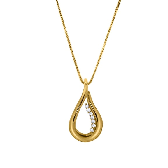 Mauli Jewels Engagement Necklace for Women 0.05 Carat Diamond Teardrop Pendant Necklace Prong-Setting 10K Solid White Rose & Yellow Gold With 18 Box Chain|Silver Chain