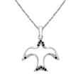 thumbnail image 1 of Mauli Jewels Engagement Necklace for Women 0.06 Carat Bird Shaped Black Diamond Pendant 4 Prong-Setting 10K White, Yellow And Rose Gold With 18'' Chain|Silver Chain, 1 of 7