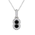 thumbnail image 1 of Mauli Jewels Engagement Necklace for Women 0.50 Carat Unique Design Two Stone Black Diamond Pendant 4 prongs 14K White Gold With 18'' Chain|Silver Chain, 1 of 6