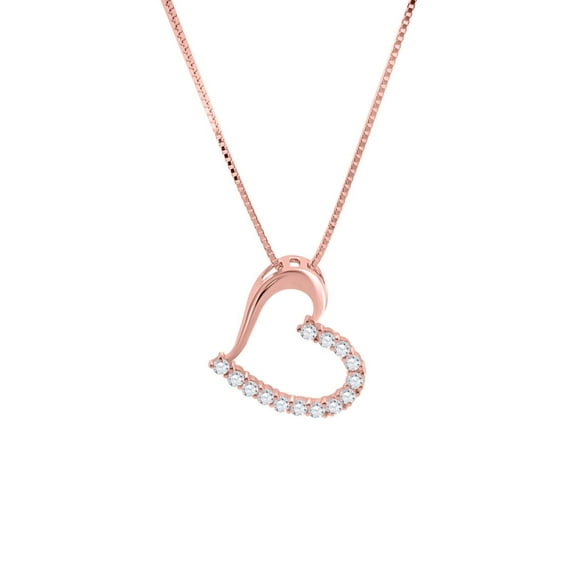 MauliJewels Engagement Necklace for Women 0.56 Carat Natural Round Blue/Black/White Diamond Heart Shape Pendant 4 Prong-Setting 10K Rose, White & Yellow Gold