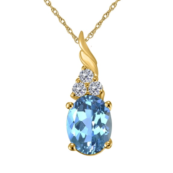 Mauli Jewels Engagement Necklace for Women 1.35 Carat Three Stone Diamond and Gemstone Pendant 4 prongs 10K Yellow Gold With 18'' Rope Chain|Silver Chain