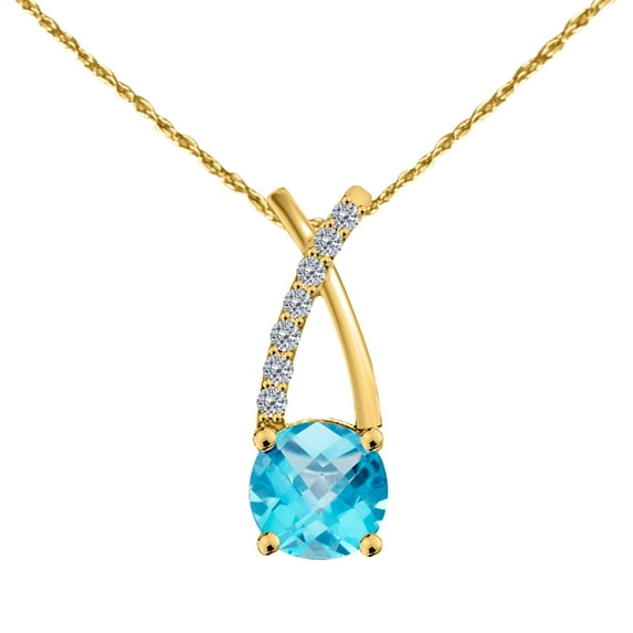 Mauli Jewels Engagement Necklace for Women 1.40 Caratw Beautiful Gemstone And Diamond Pendant 4 prongs 10K Yellow Gold With 18'' Rope Chain|Silver Chain