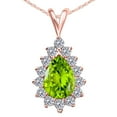 thumbnail image 1 of Mauli Jewels Engagement Necklace for Women 1.55 Carat Pear Shape Peridot And White Diamond Pendant Prong-Setting 10K Rose Gold With 18 Box Chain|Silver Chain, 1 of 7